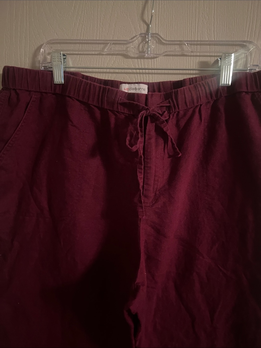 Liz Claiborne Linen-Blend Wide Leg Pants in Burgundy Size XL - Picture 2 of 5